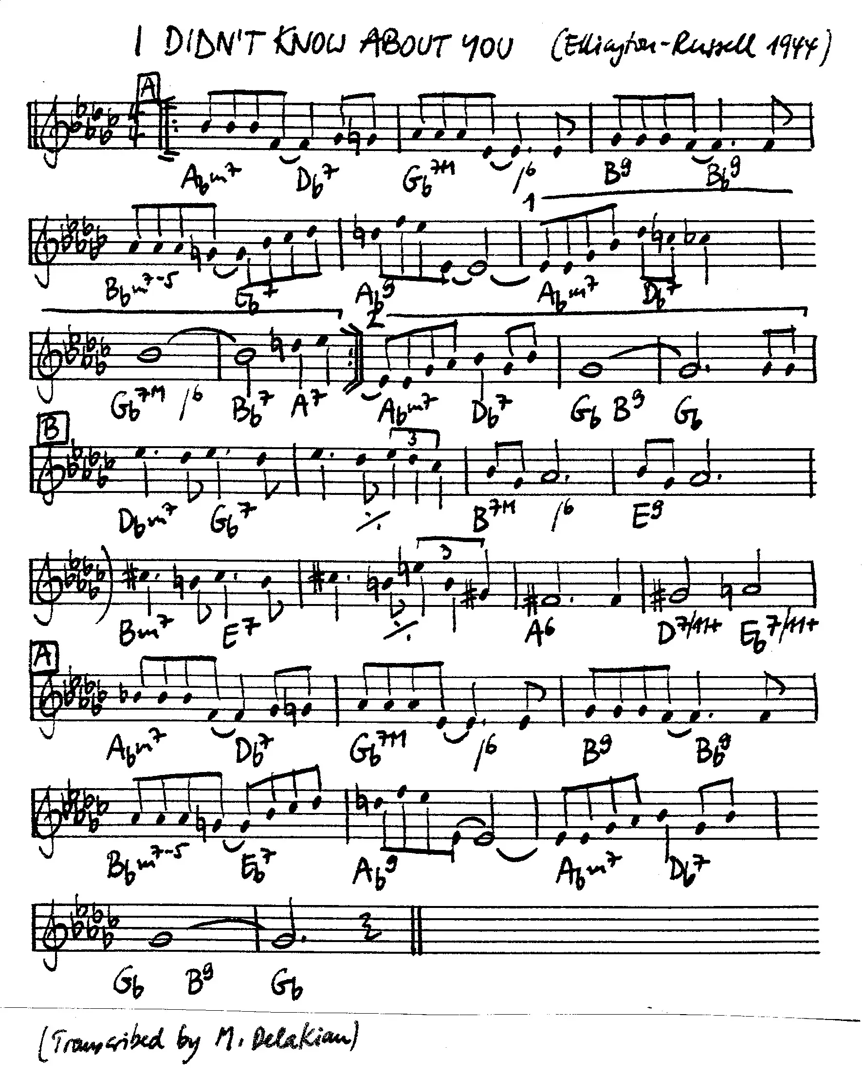 i didn't know about you free jazz leadsheet - Courtesy of the Jungle Jazz Band